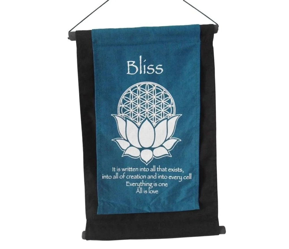 Wandbehang "Bliss/ BdL Lotus" Baumwolle türkis 27x40cm