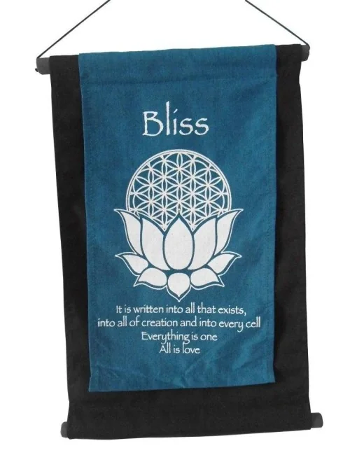 Wandbehang "Bliss/ BdL Lotus" Baumwolle türkis 27x40cm