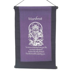 Wandbehang "Manifest/ Ganesha" Baumwolle purple 27x40cm