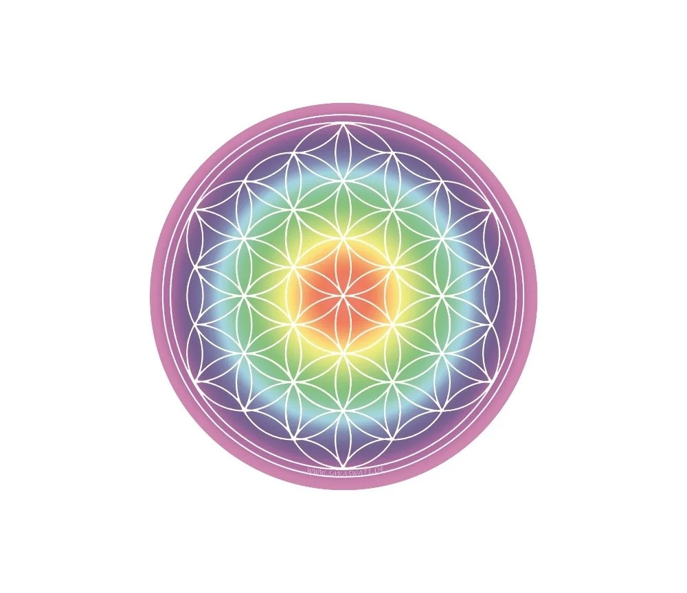 Getränke-Untersetzer Blume des Lebens, Pappe rund, Ø10,7cm, 1,4mm dick, SET6