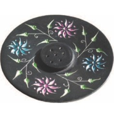 Räucherstäbchenhalter "Blume" Black Stone bemalt 10cm