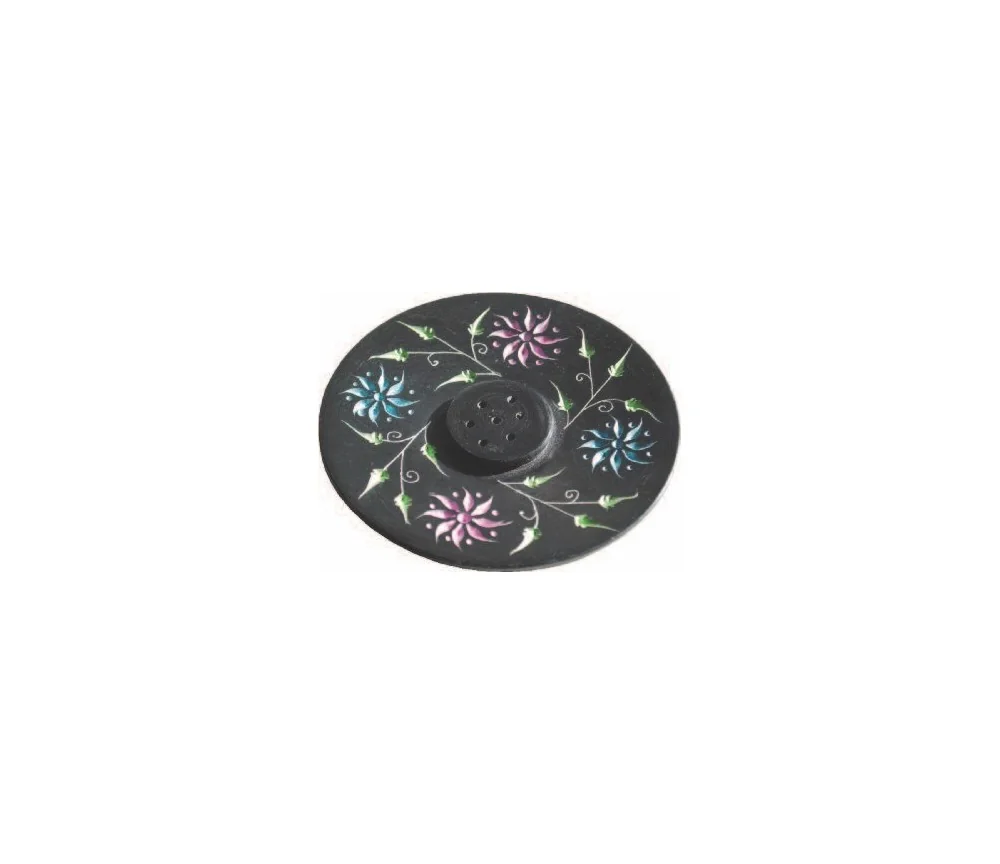 Räucherstäbchenhalter "Blume" Black Stone bemalt 10cm