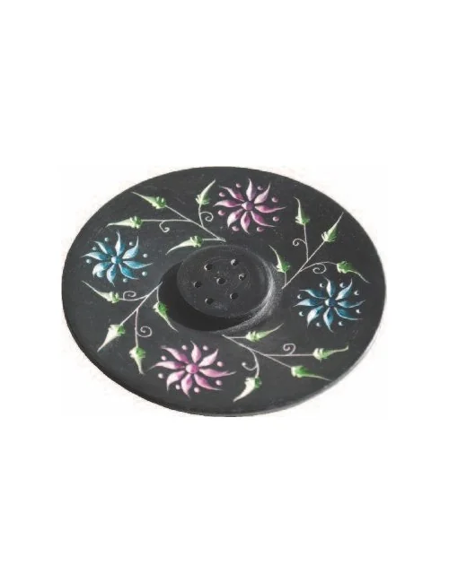 Räucherstäbchenhalter "Blume" Black Stone bemalt 10cm