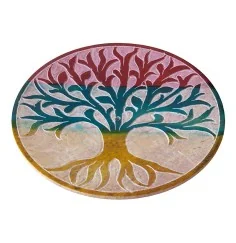 Räucherstäbchenhalter "Lebensbaum" Black Stone graviert, mehrfarbig 10cm