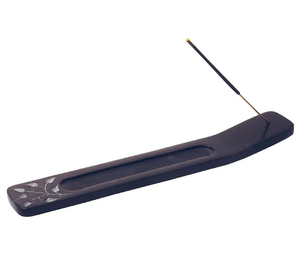 Räucherstäbchenhalter "Blume" Black Stone graviert 25x4