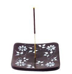 Räucherstäbchenhalter "Blume" Black Stone graviert 10x1