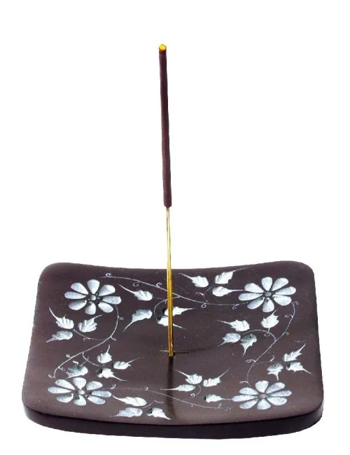 Räucherstäbchenhalter "Blume" Black Stone graviert 10x1
