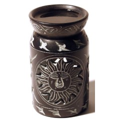 Aromalampe "Zylinder mit Sonne" Black Stone 6x10cm