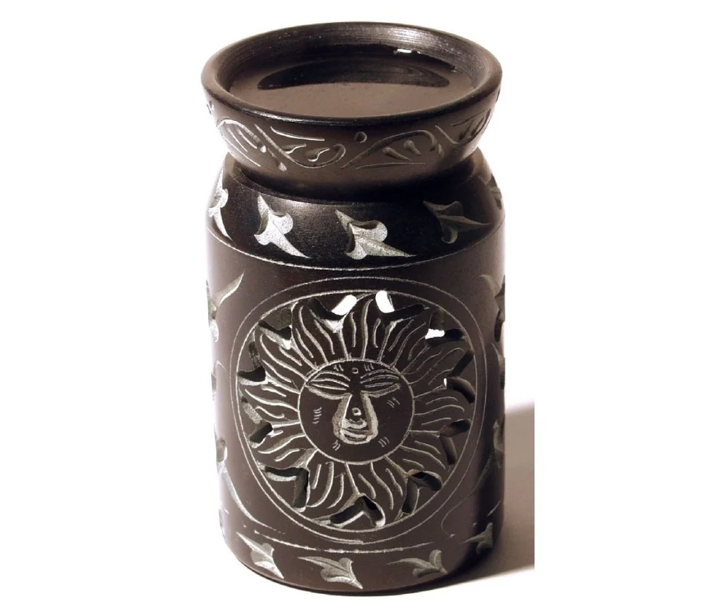 Aromalampe "Zylinder mit Sonne" Black Stone 6x10cm