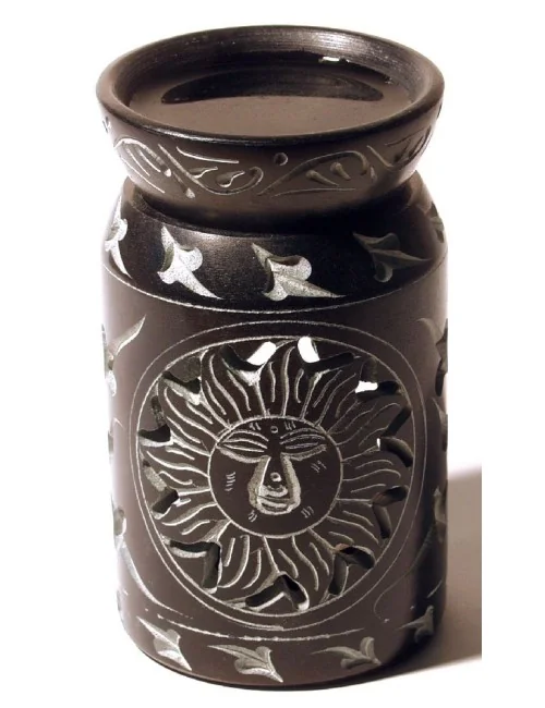 Aromalampe "Zylinder mit Sonne" Black Stone 6x10cm