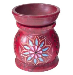 Aromalampe "Blume" Speckstein rot 6x9cm