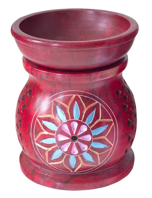 Aromalampe "Blume" Speckstein rot 6x9cm