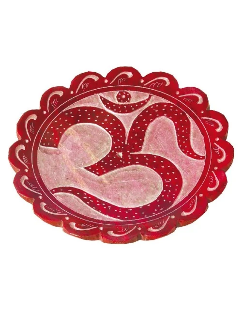 Räucherstäbchenhalter "OM" Speckstein rot 10cm