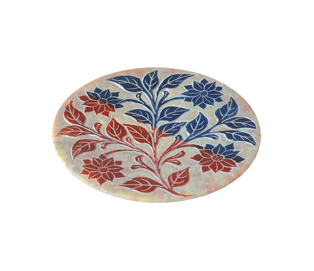 Räucherstäbchenhalter "Blume" Black Stone graviert mehrfarbig 10cm