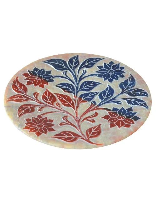 Räucherstäbchenhalter "Blume" Black Stone graviert mehrfarbig 10cm