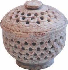 Räuchergefäß mit Deckel Speckstein natur 10x11cm