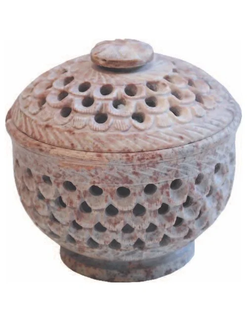 Räuchergefäß mit Deckel Speckstein natur 10x11cm