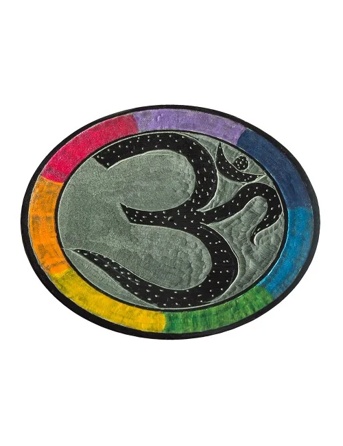 Räucherstäbchenhalter "Om rainbow" Speckstein rund 10cm