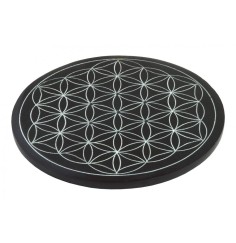 Räucherstäbchenhalter "Blume des Lebens" Black Stone 10cm