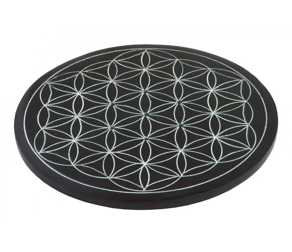 Räucherstäbchenhalter "Blume des Lebens" Black Stone 10cm