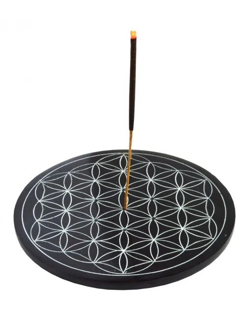 Räucherstäbchenhalter "Blume des Lebens" Black Stone 10cm