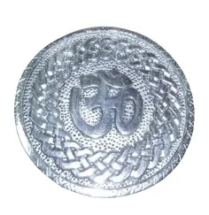 Räucherstäbchenhalter "Om" Weissmetall rund 10cm