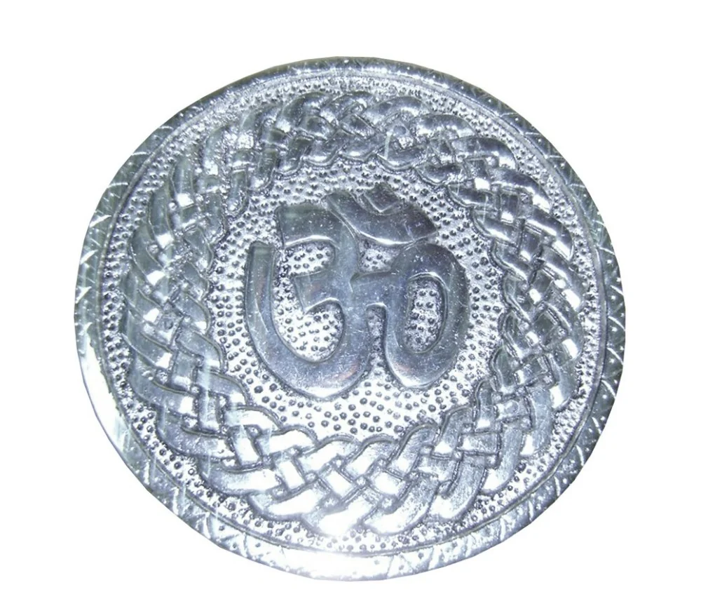 Räucherstäbchenhalter "Om" Weissmetall rund 10cm