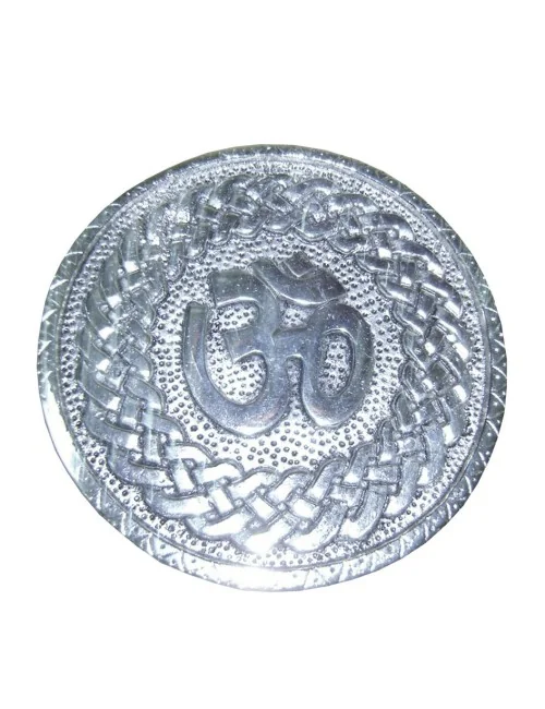 Räucherstäbchenhalter "Om" Weissmetall rund 10cm