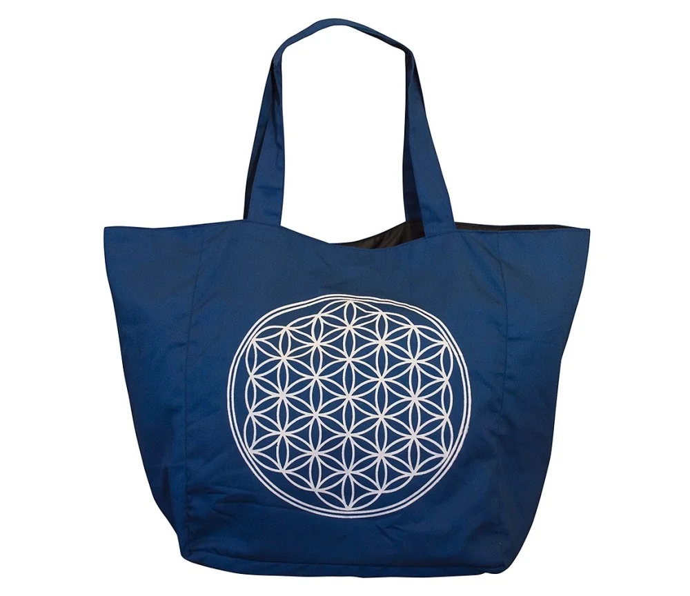 Umhängetasche "Blume des Lebens" Baumwolle/Polyester blau 48x33cm