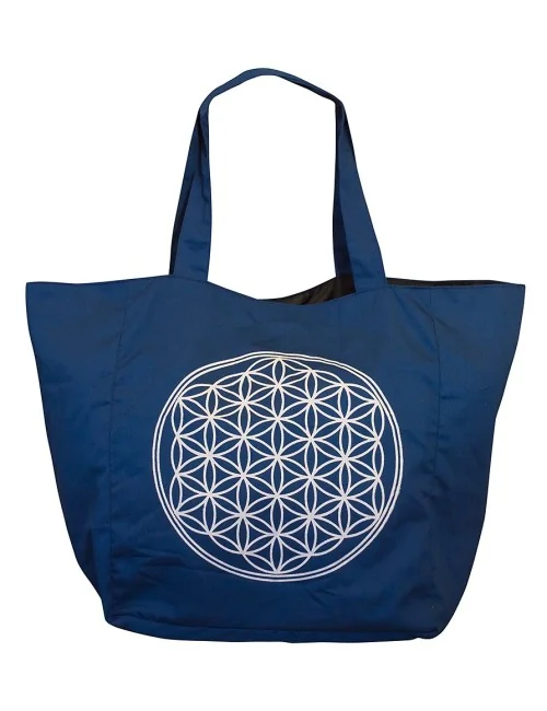 Umhängetasche "Blume des Lebens" Baumwolle/Polyester blau 48x33cm