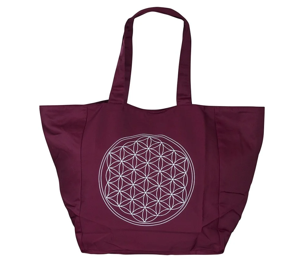 Umhängetasche "Blume des Lebens" Baumwolle/Polyester maroon 48x33cm