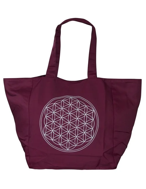 Umhängetasche "Blume des Lebens" Baumwolle/Polyester maroon 48x33cm