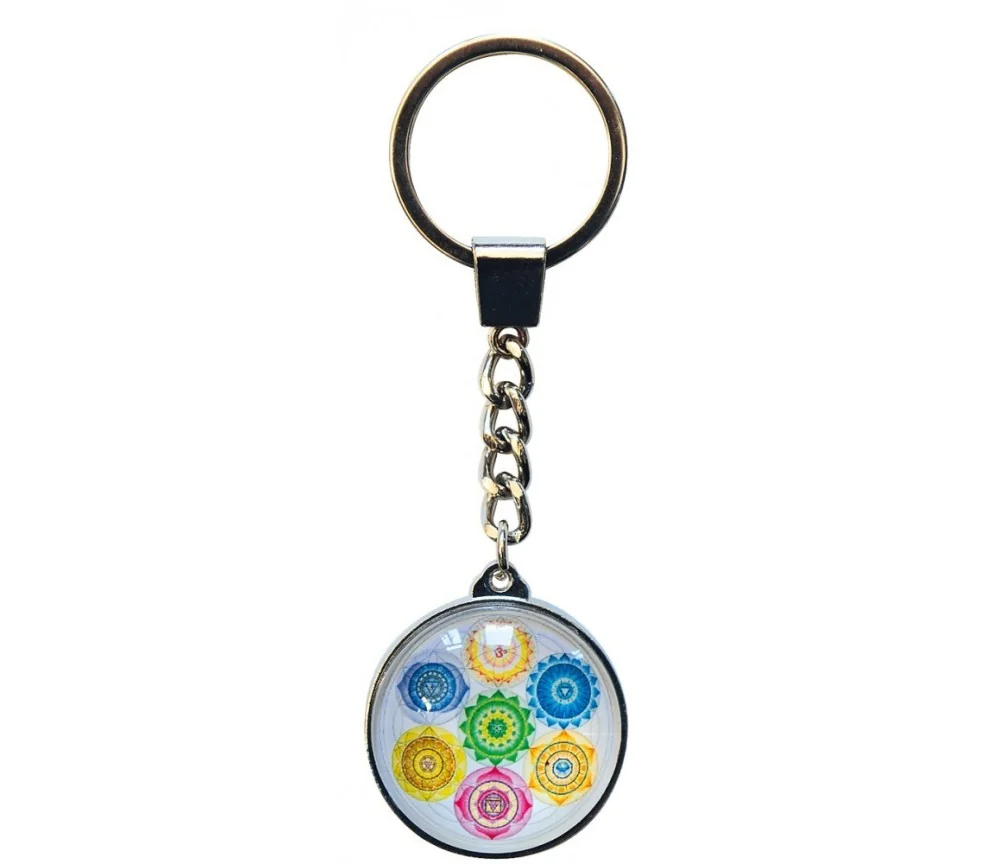 SchlüsselAnhänger - 7 Chakren- Glas bunt 3cm