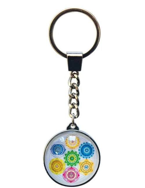 Schlüsselanhänger "7 Chakren" Glas bunt 3cm