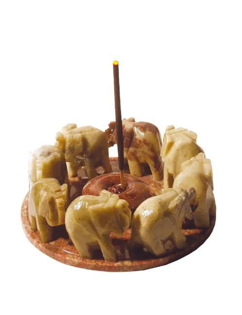 Räucherstäbchenhalter "8 Elefanten" Speckstein 10x14cm