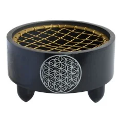 Räuchergefäß "Blume des Lebens" Black Stone 10x6,5cm