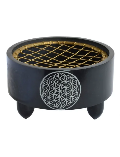 Räuchergefäß "Blume des Lebens" Black Stone 10x6