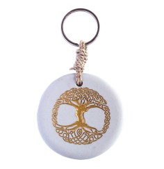 Schlüsselanhänger "Baum des Lebens" Stein weiss/gold 9cm