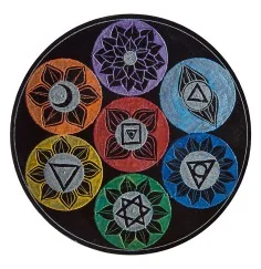 Räucherstäbchenhalter "7 Chakren" Black Stone graviert, mehrfarbig 13cm