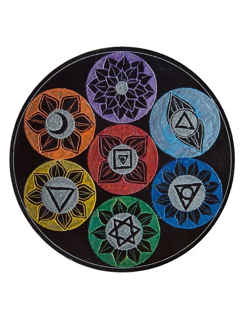 Räucherstäbchenhalter "7 Chakren" Black Stone graviert