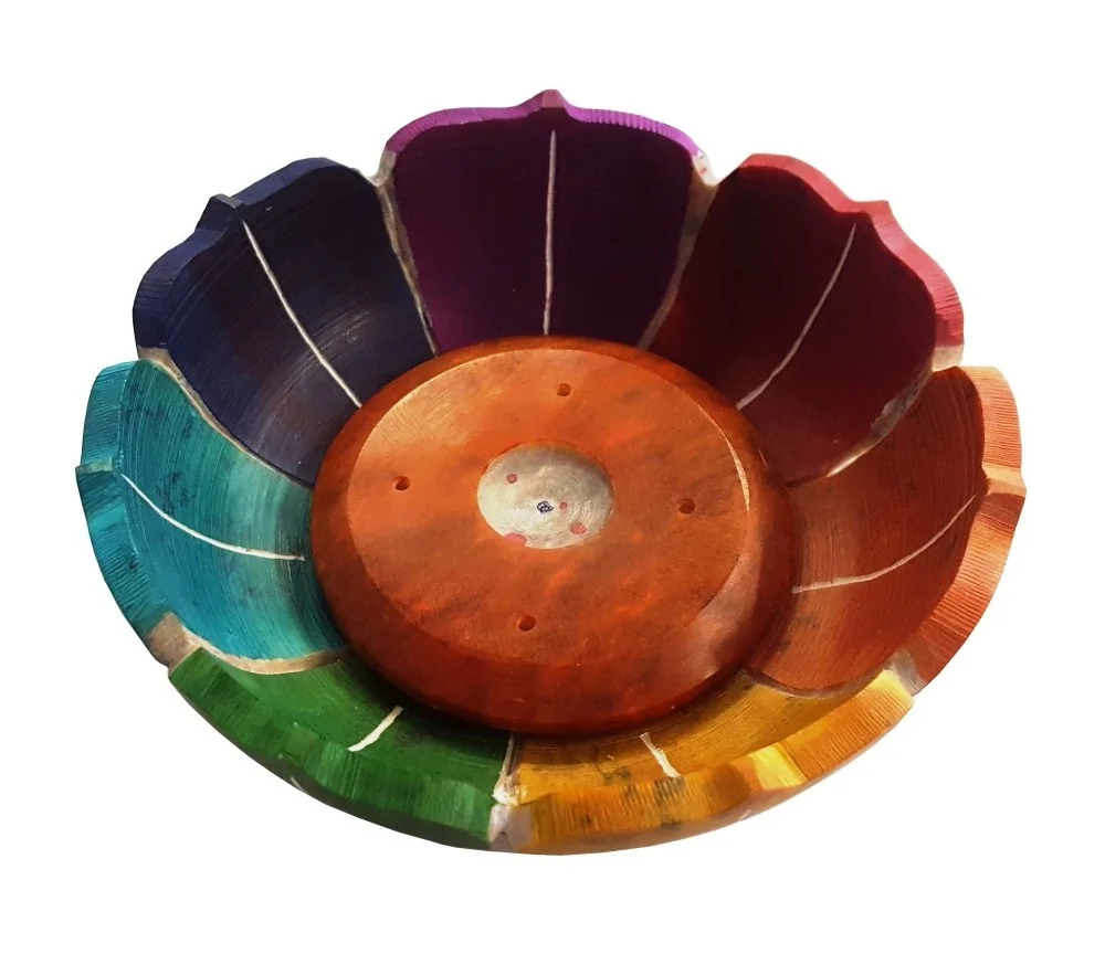 Räucherstäbchen-/ kegelhalter "Chakra Lotus" Speckstein 10cm