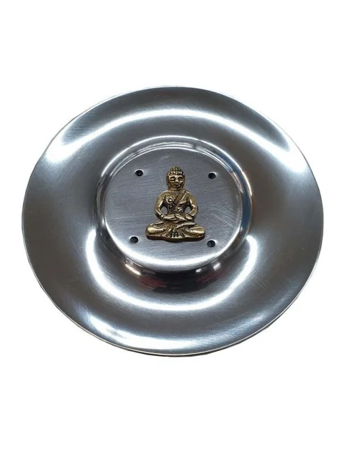 Räucherstäbchenhalter "Buddha" Messingrelief auf Metall rund 10cm