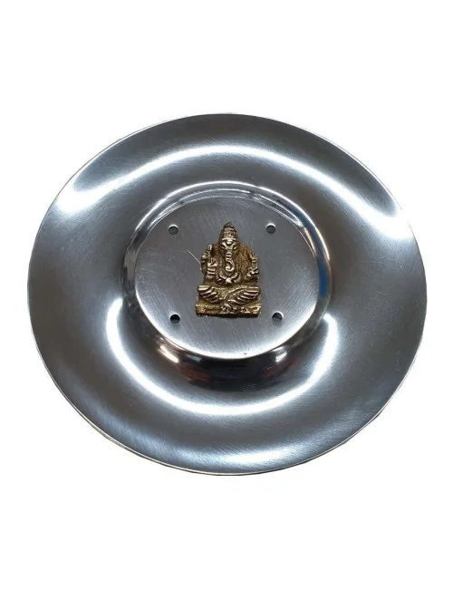 Räucherstäbchenhalter "Ganesha" Messingrelief auf Metall rund 10cm