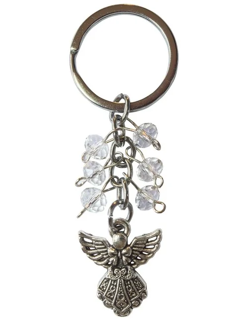 Schlüsselanhänger "Schutzengel" Glaskristalle mit Metall Anhänger