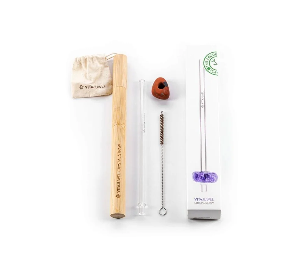 VitaJuwel - Trinkhalm Crystal Straw - Roter Jaspis