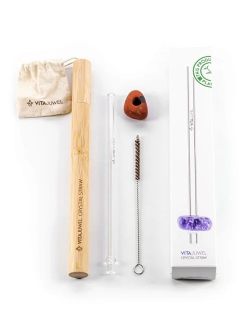 VitaJuwel - Trinkhalm Crystal Straw - Roter Jaspis