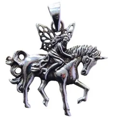 Anhänger "Einhorn mit Elfe" Silber 925 6