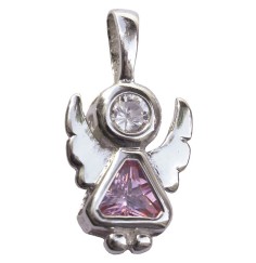 Anhänger -  Engel- mit rundem und dreieckigem Zirkon 925 Silber