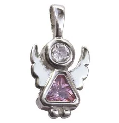 Anhänger - Engel- mit rundem und dreieckigem Zirkon 925 Silber