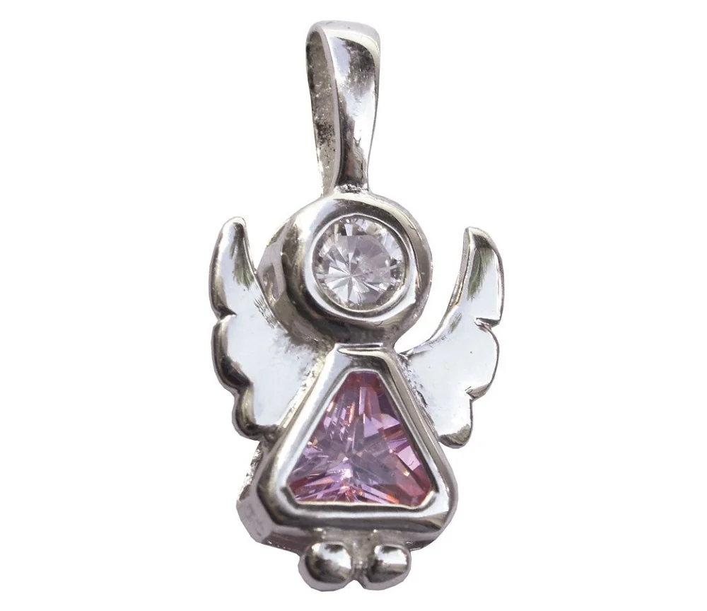 Anhänger - Engel- mit rundem und dreieckigem Zirkon 925 Silber